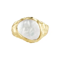 Adeline ring med perle, forgyldt