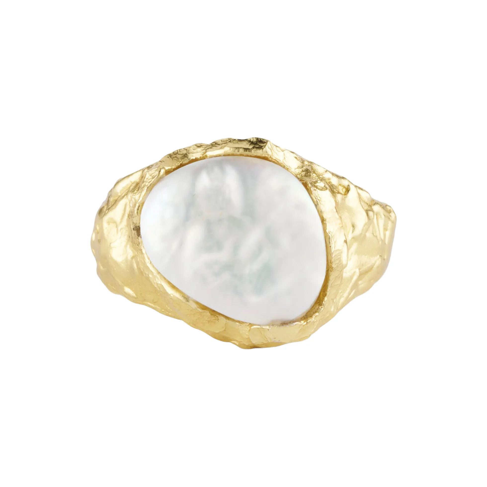 Adeline ring med perle, forgyldt