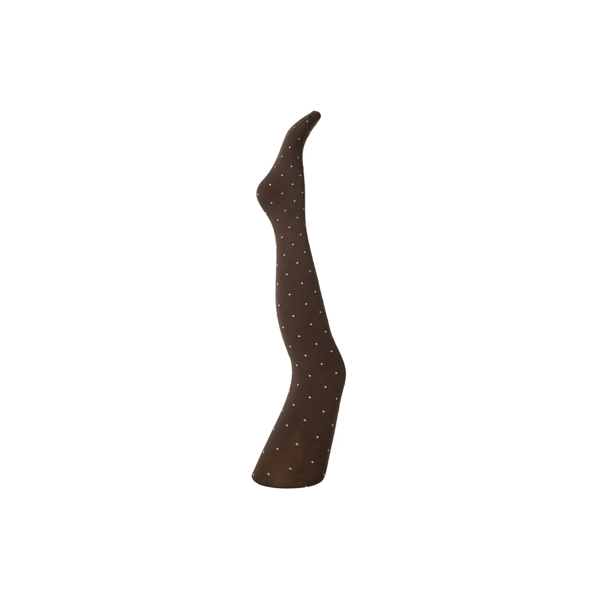 Agnes brown dot tights, dark brown w. off white dots