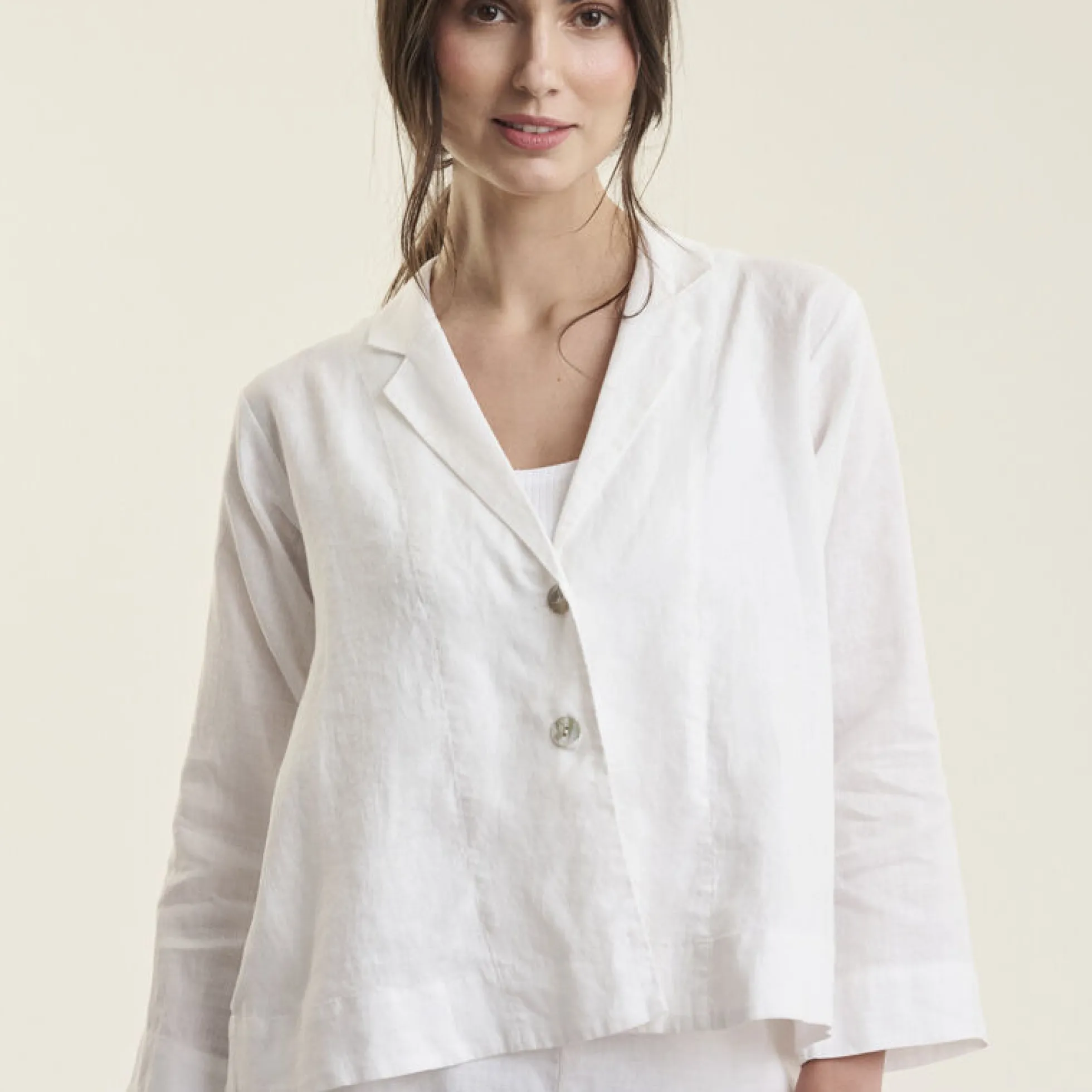 Airy linen a-formet jakke, white