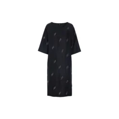 Airy linen kjole med perler, black