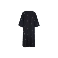 Airy linen kjole med perler, black