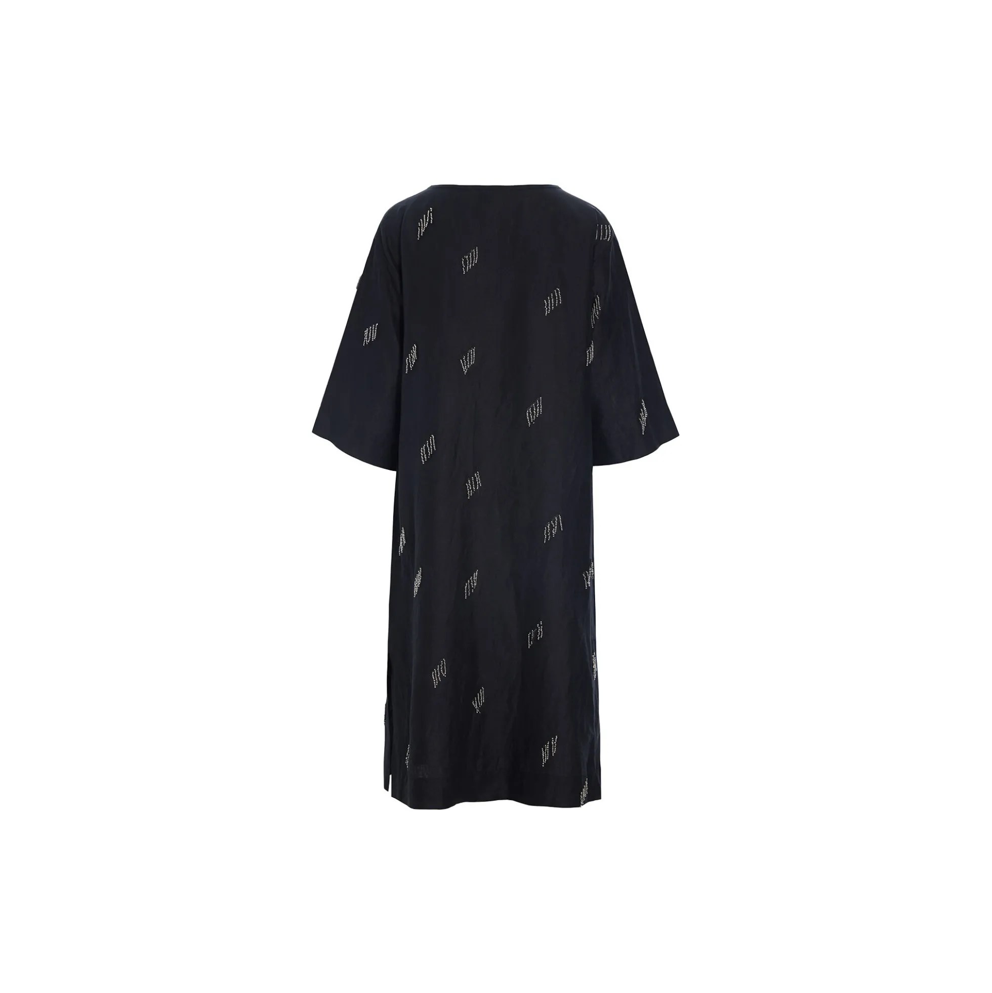 Airy linen kjole med perler, black