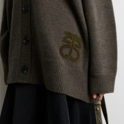 Alpha Knit Monogram Cardigan, black olive
