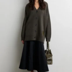 Alpha Knit Monogram Cardigan, black olive