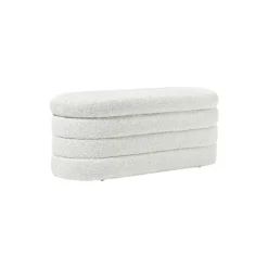 Alto Bench with Storage Space, bouclé off white