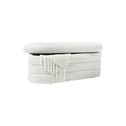 Alto Bench with Storage Space, bouclé off white