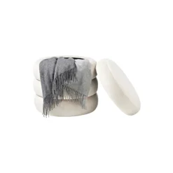 Alto Pouf with Storage Space, feather off white