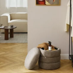 Alto Pouf with Storage Space, woven taupe