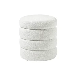 Alto Stool with Storage Space, bouclé off white