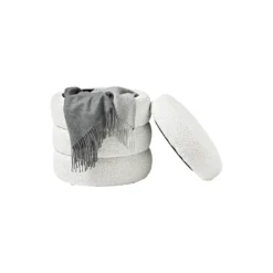 Alto Stool with Storage Space, bouclé off white