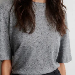 Amala Knit SS O-Neck, mid grey melange