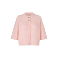 Andrea Knit Rib Cardigan, crystal pink