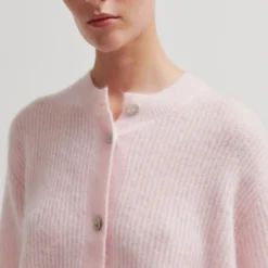 Andrea Knit Rib Cardigan, crystal pink