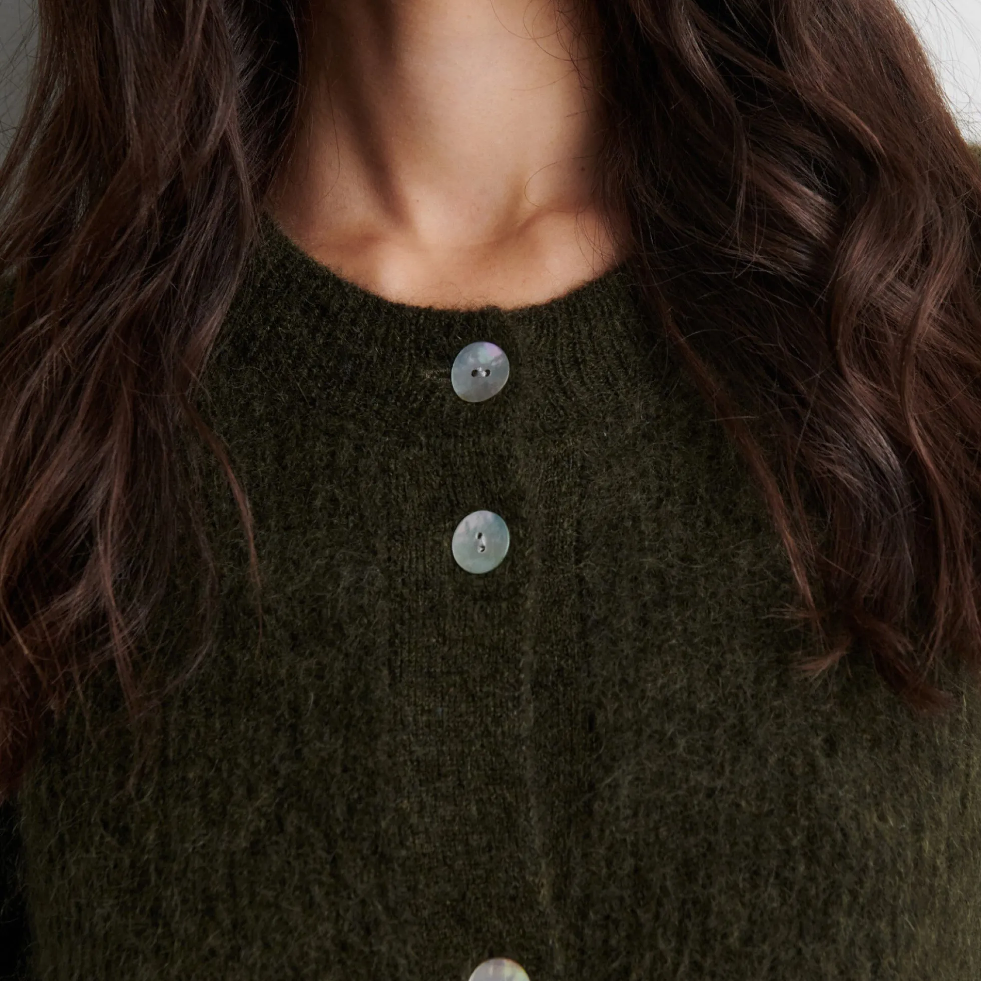Andrea Knit Rib LS Cardigan, black olive