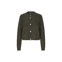 Andrea Knit Rib LS Cardigan, black olive