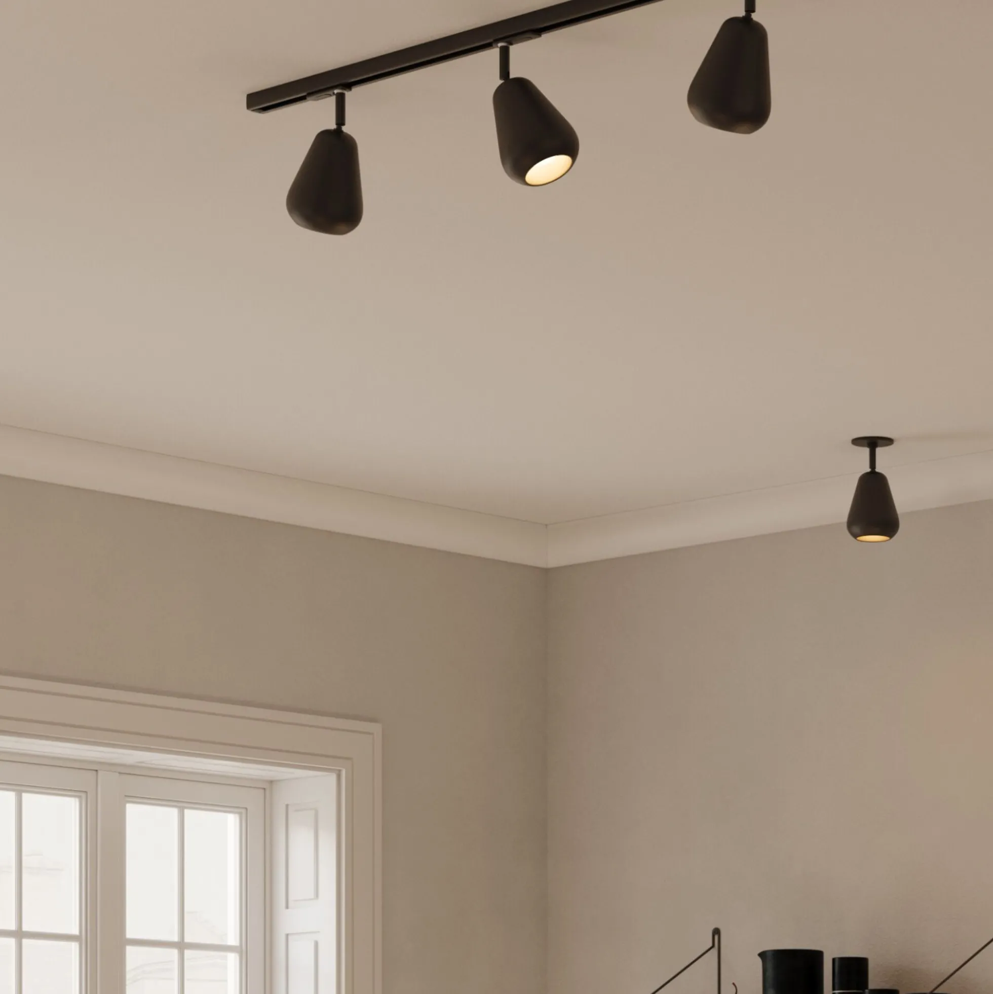 Anoli Spot Track Ceiling Lamp, black/black