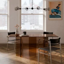 Anouk Glass Dining Table, brown transparent