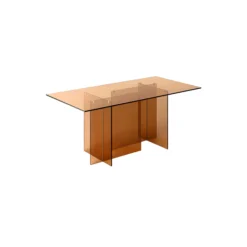 Anouk Glass Dining Table, brown transparent