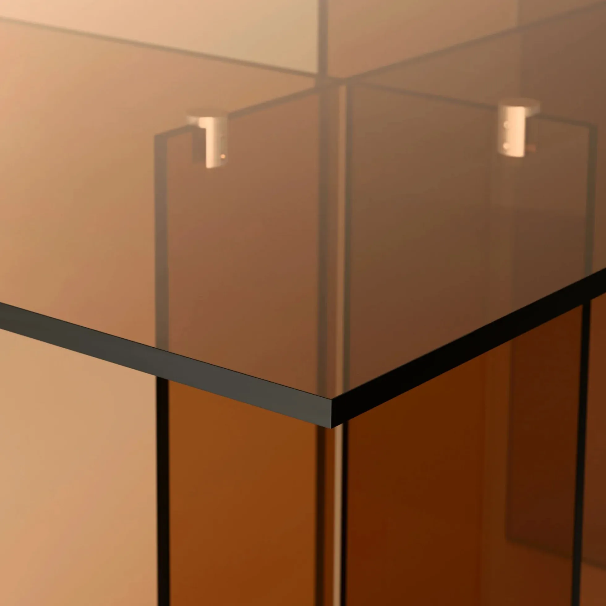 Anouk Glass Dining Table, brown transparent