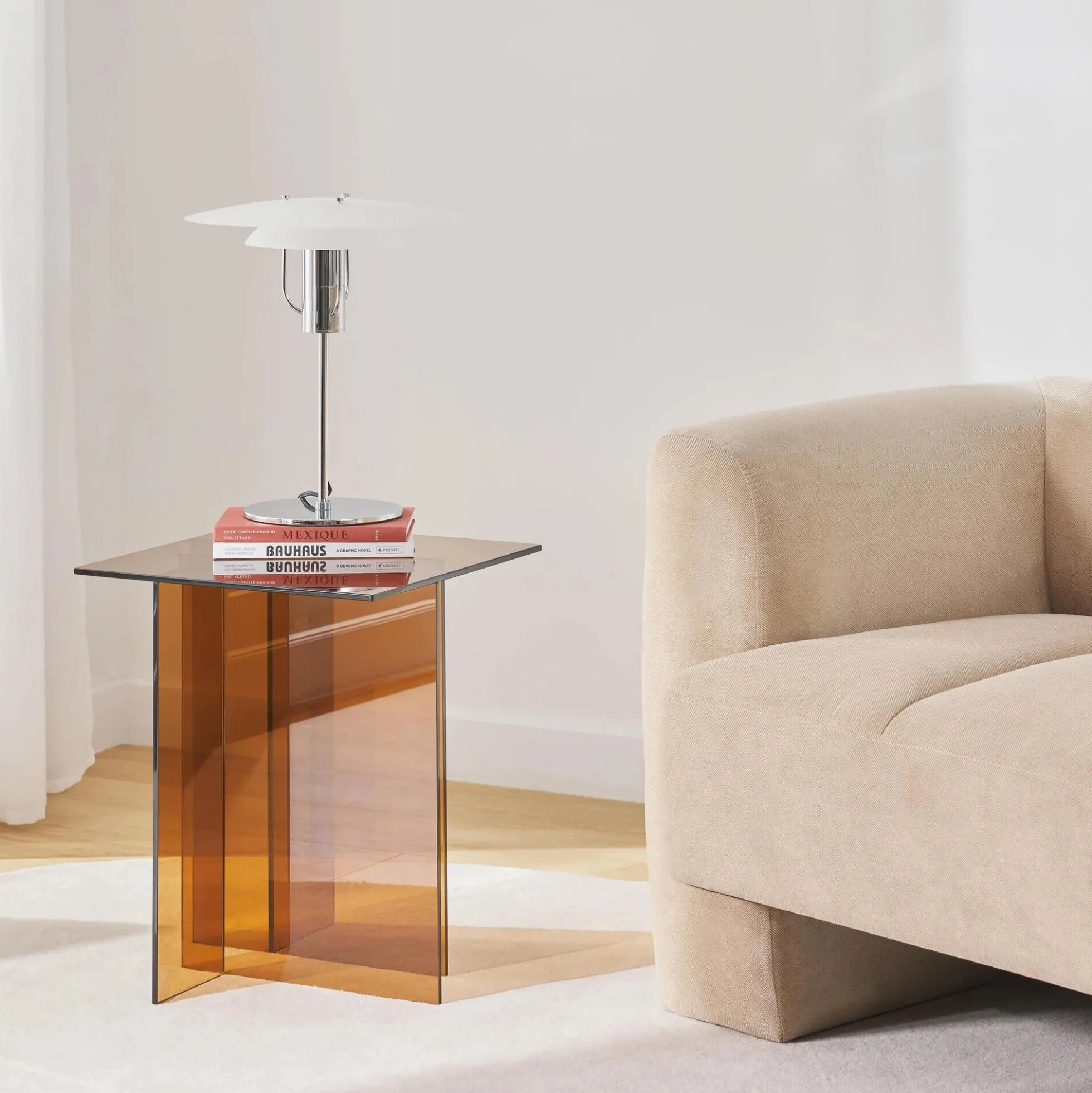 Anouk Glass Side Table, brown transparent