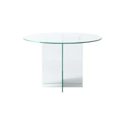 Anouk Round Glass Dining Table, transparent