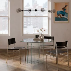 Anouk Round Glass Dining Table, transparent