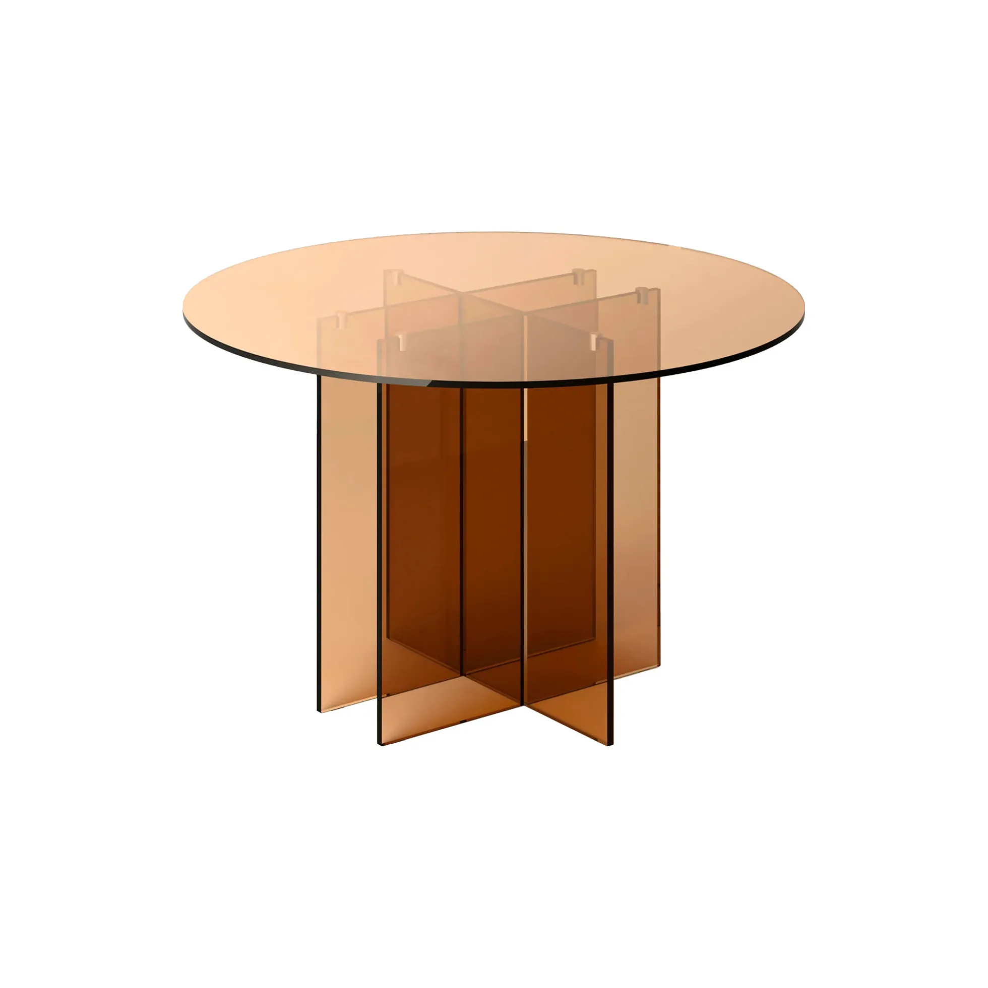 Anouk Round Glass Dining Table, brown transparent
