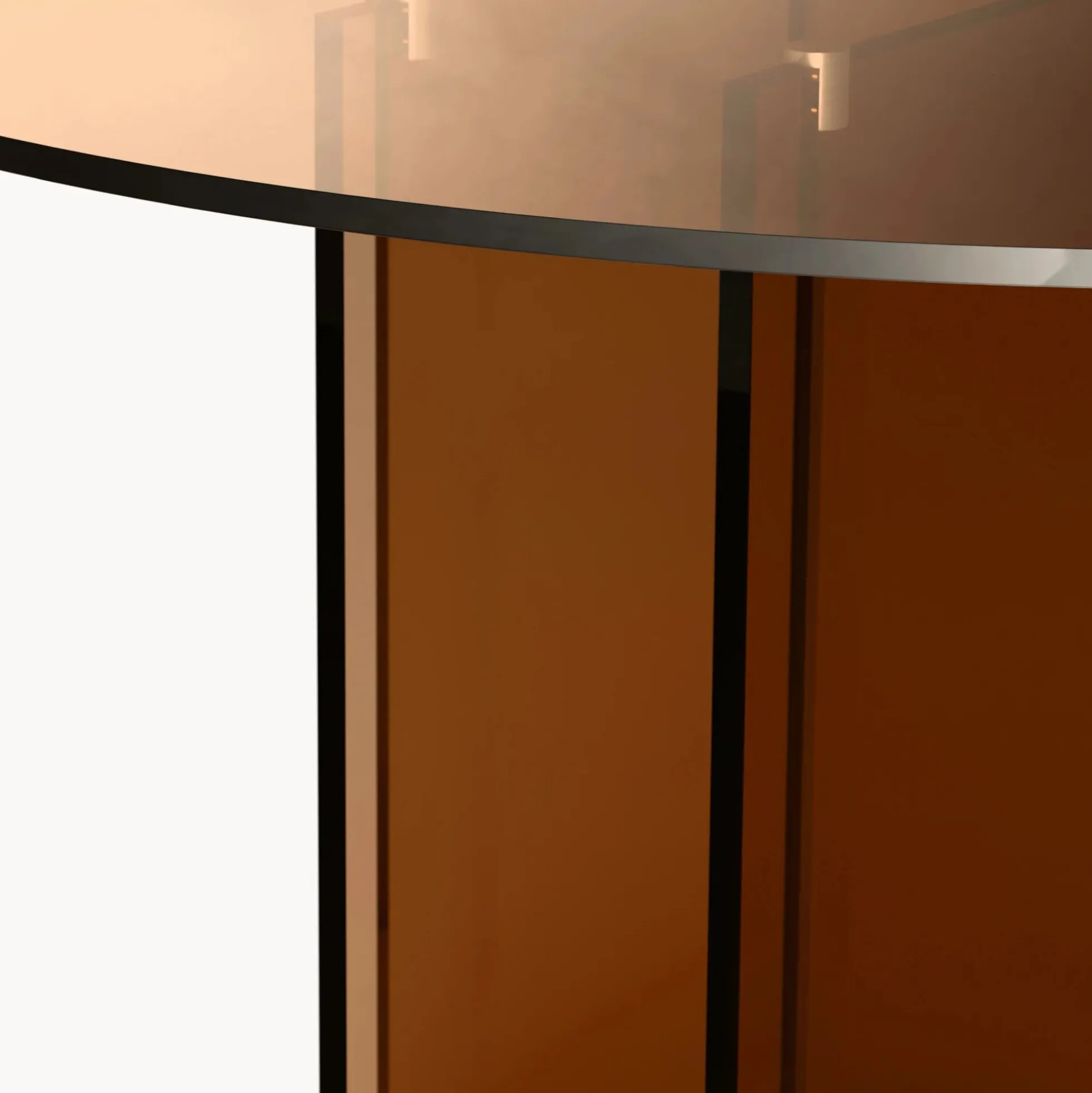Anouk Round Glass Dining Table, brown transparent