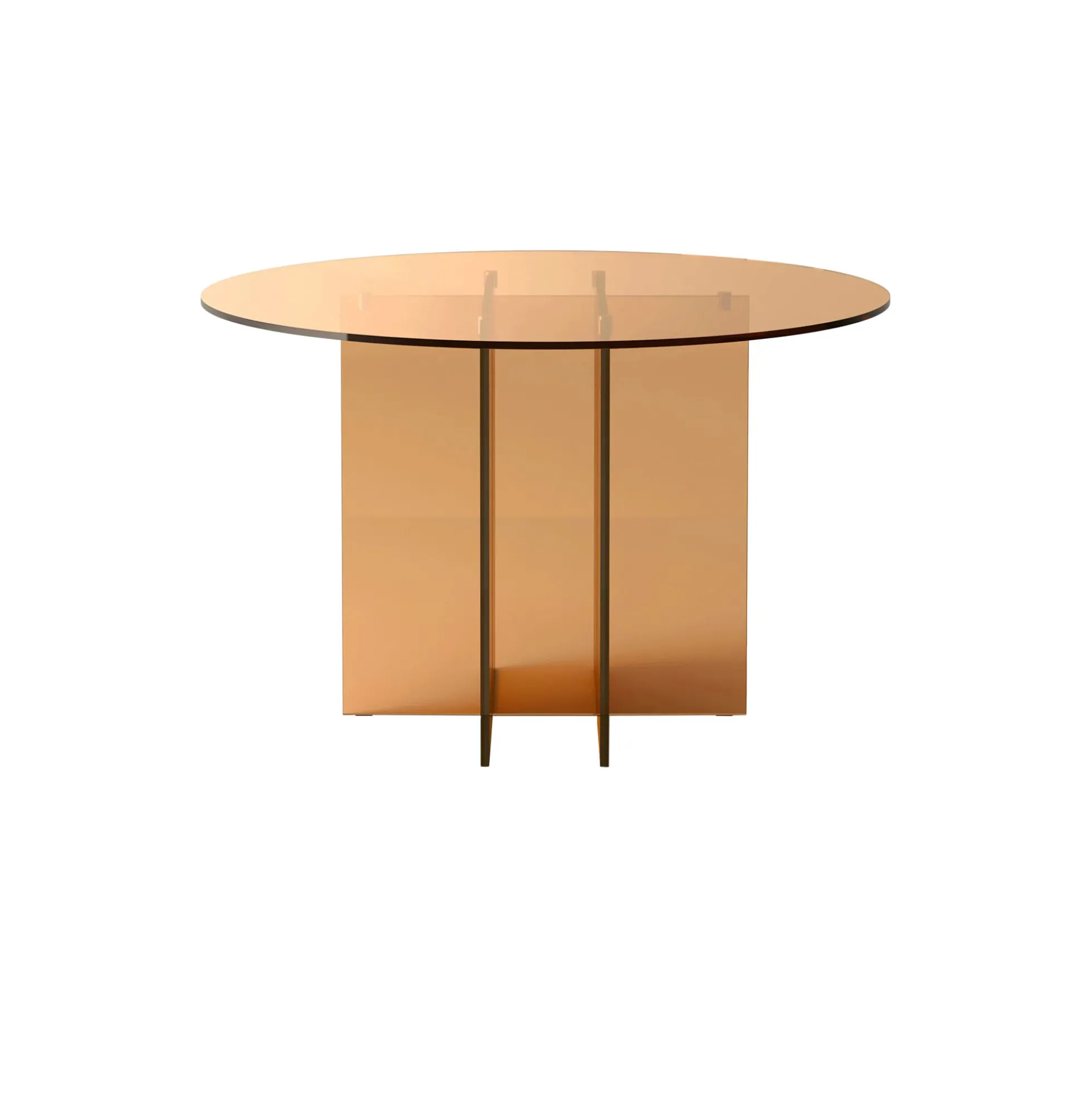 Anouk Round Glass Dining Table, brown transparent