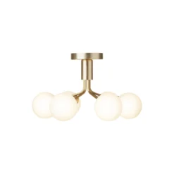 Apiales 6 Ceiling Lamp, brushed brass/opal