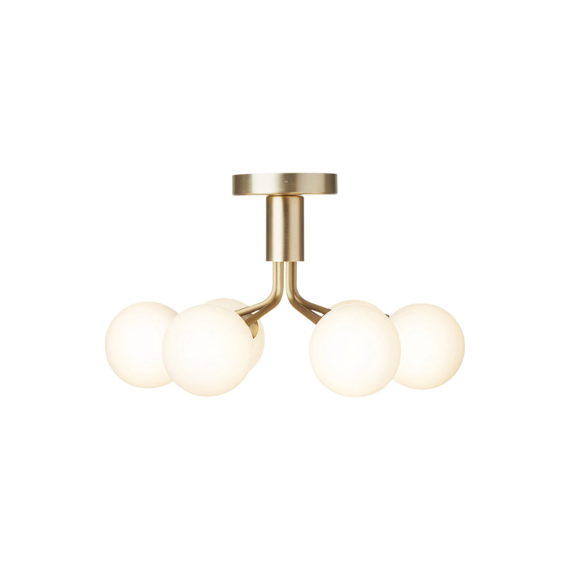 Apiales 6 Ceiling Lamp, brushed brass/opal