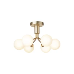 Apiales 6 Ceiling Lamp, brushed brass/opal