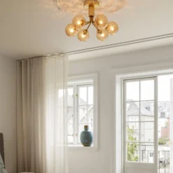 Apiales 6 Ceiling Lamp, brushed brass/optic gold