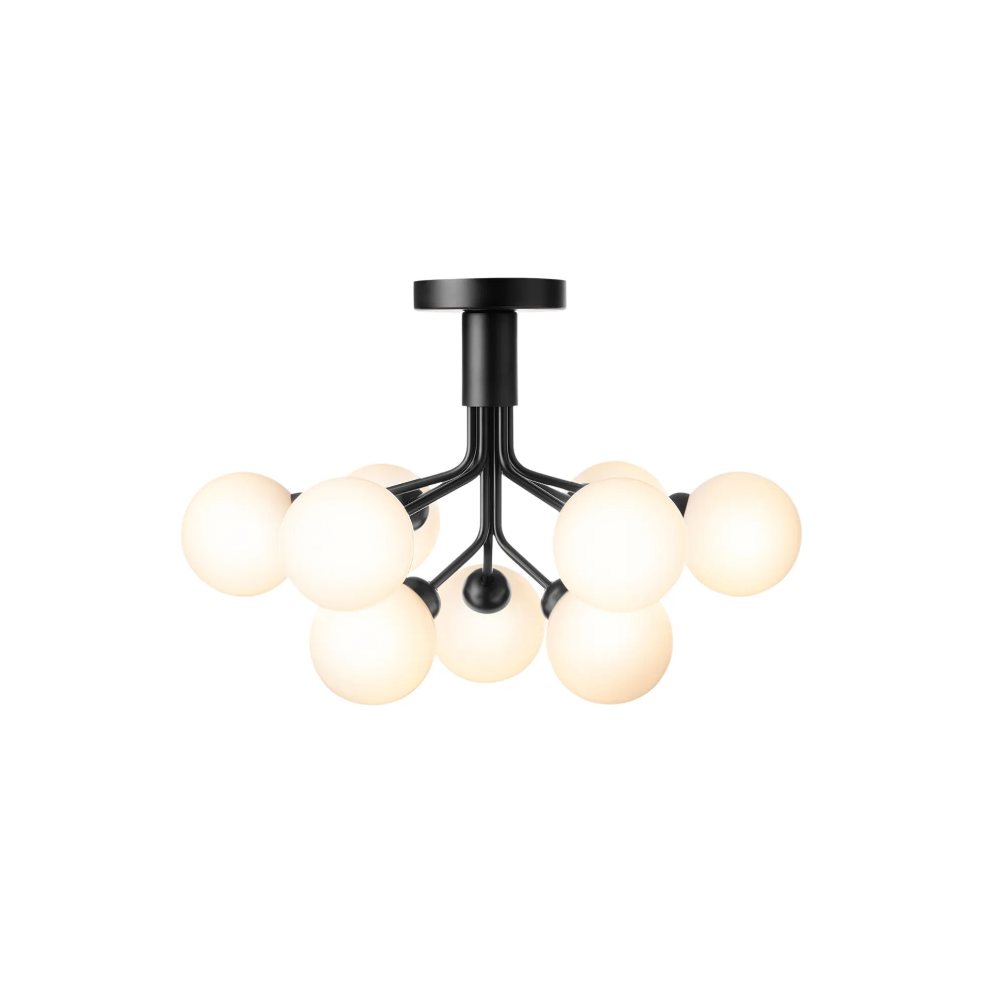 Apiales 9 Ceiling Lamp, satin black/opal
