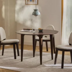 Archie Round Oak Dining Table, mango wood