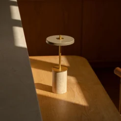 Asteria Move Mini Portable Lamp, clay travertine brass