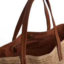 AvaniMBG Shopper, Raffia, natural w/cognac
