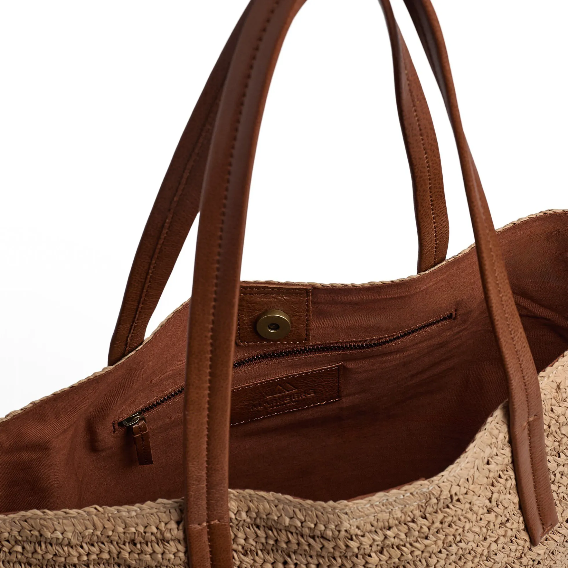 AvaniMBG Shopper, Raffia, natural w/cognac