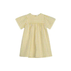 Baby Flair Dress, lemon checks