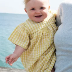 Baby Flair Dress, lemon checks