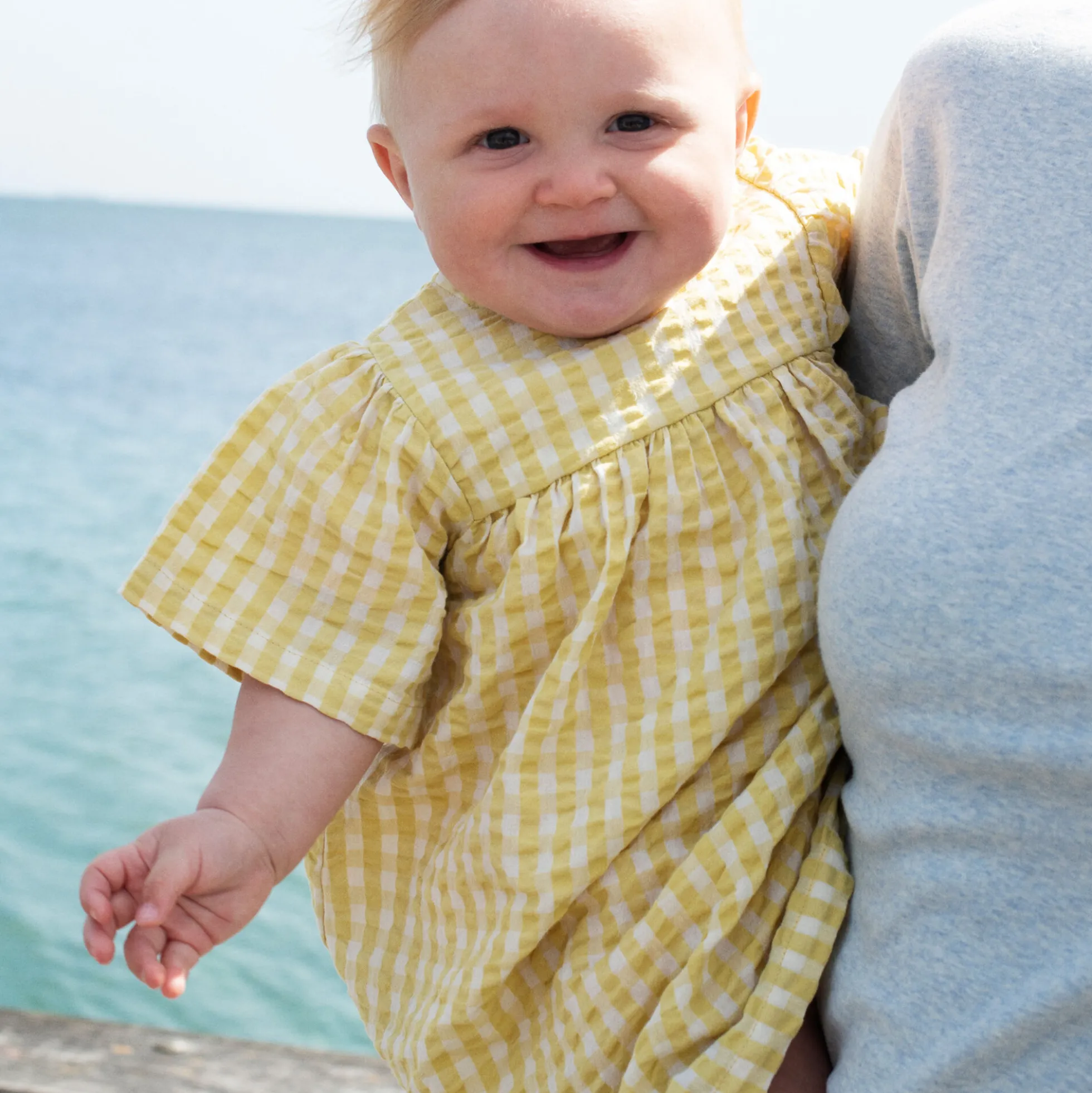 Baby Flair Dress, lemon checks