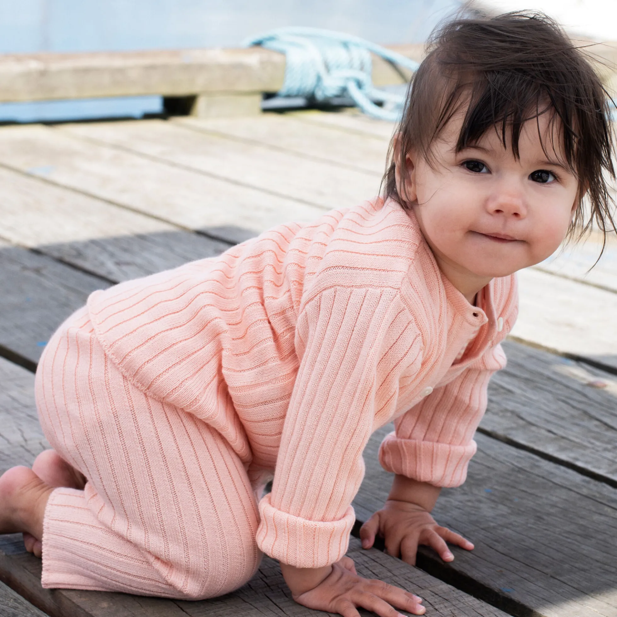 Baby Rib Cardigan, peach