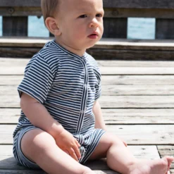 Baby Short Suit Stripe, navy/offwhite