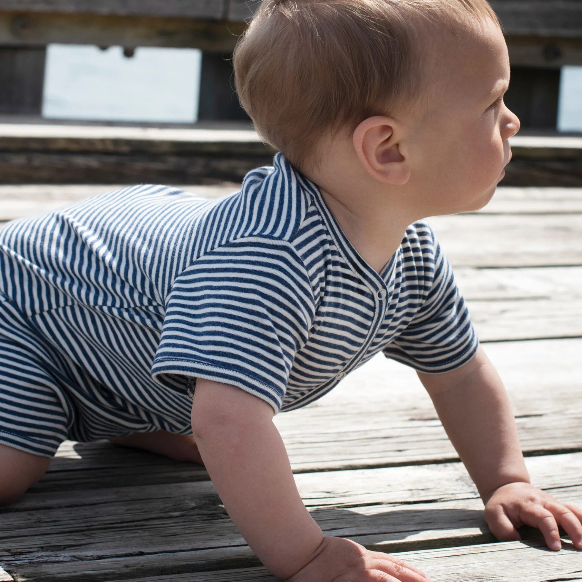 Baby Short Suit Stripe, navy/offwhite