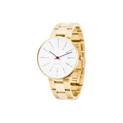 Bankers armbåndsur, white/gold/gold