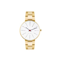 Bankers armbåndsur, white/gold/gold