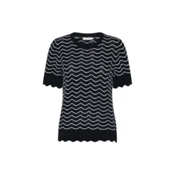 Basic Cotton Wave Knit, navy/white stripe