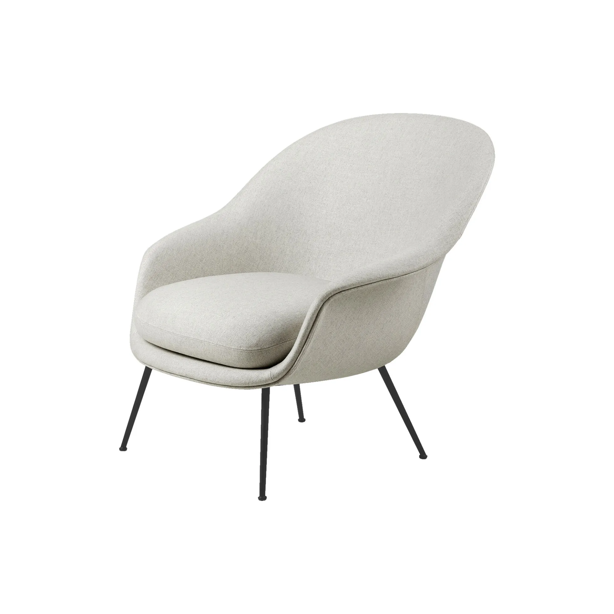 Bat Lounge Chair Fully Upholstered with Low Back, Plain 0026/black matt