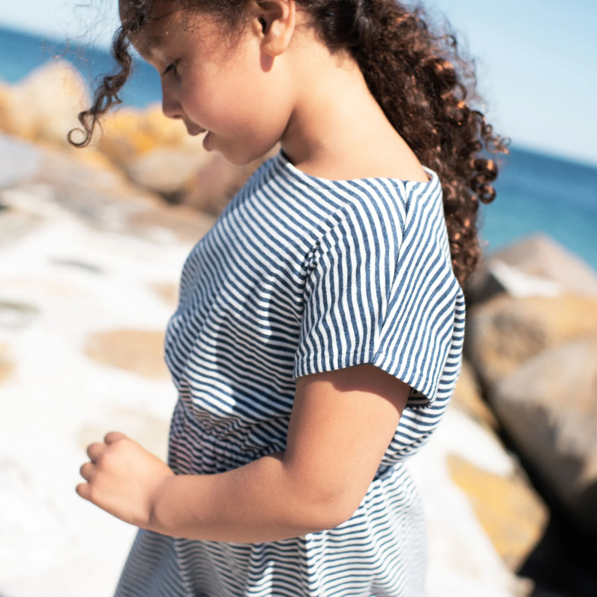 Beach Dress Stripe, navy/offwhite
